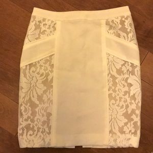 White lace high waist skirt